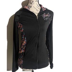 Disney Parks Minnie Mouse Black Polka Dot Zip Up Running Jacket Size Small